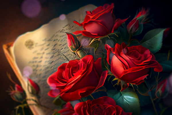 Liebesgedicht und Rosen